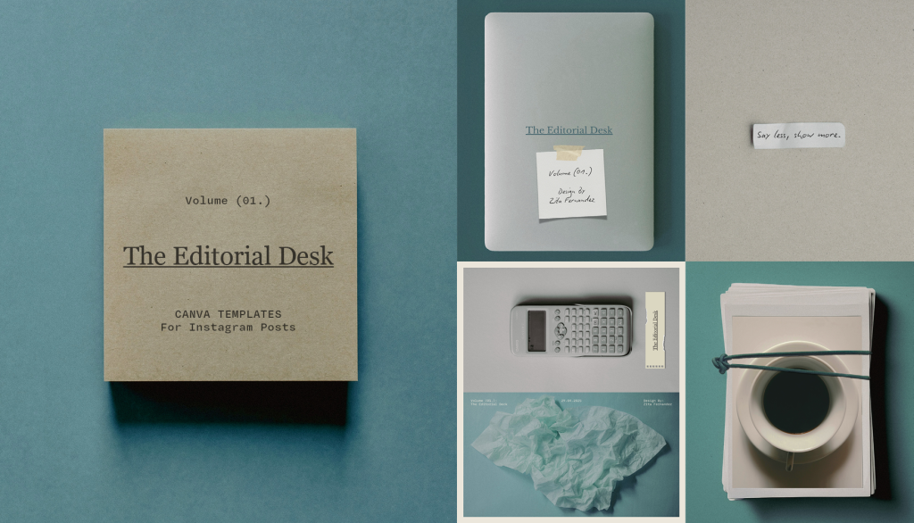 Volume (01.) The Editorial Desk_Templates for Canva by Zita Fernande